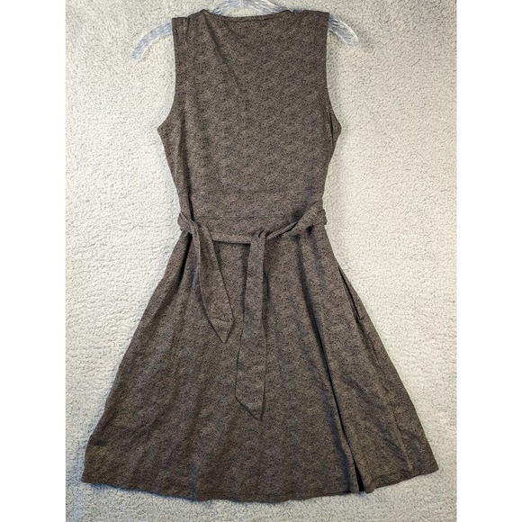 Toad & Co Small Womens Organic Cotton Waist Tie V-Neck Brown Midi Dress Pockets - Picture 3 of 12